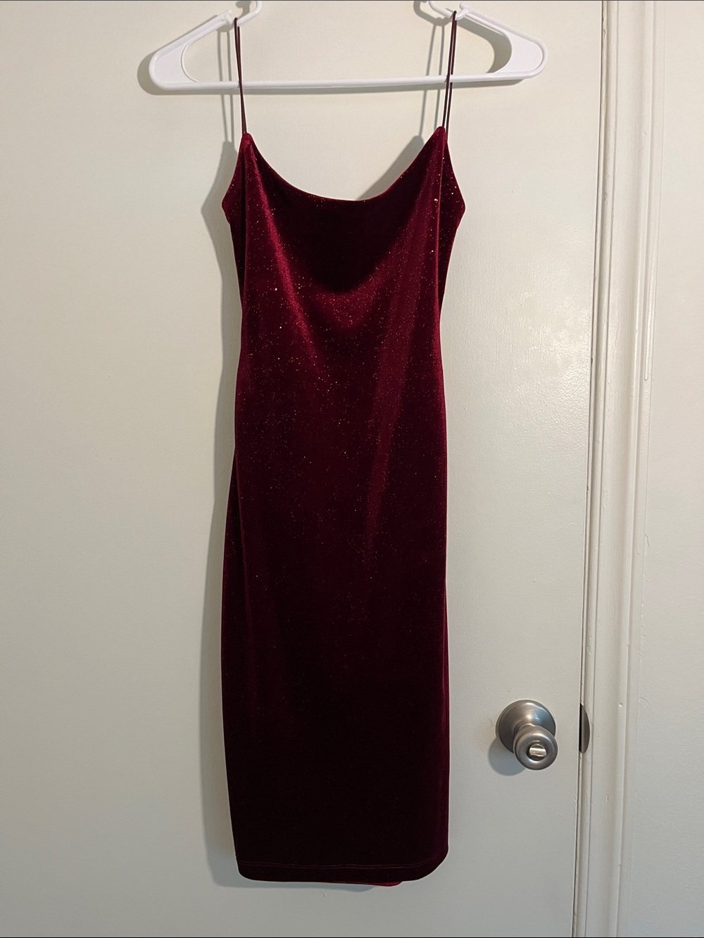B Darlin Burgundy Velvet Midi Slip Dress